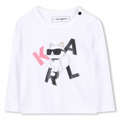 Детска блуза Karl Lagerfeld за момиче с ефектна щампа